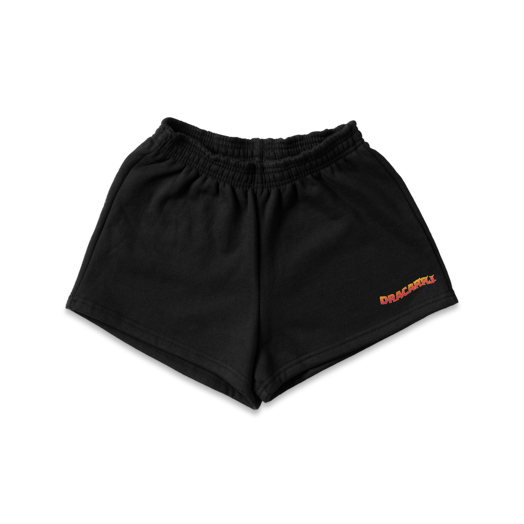 EMBROIDERED FLAME GARMENT DYE FLEECE SHORTS