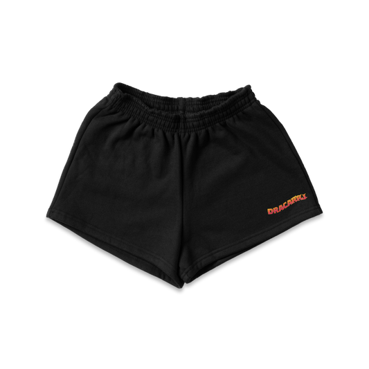 EMBROIDERED FLAME GARMENT DYE FLEECE SHORTS
