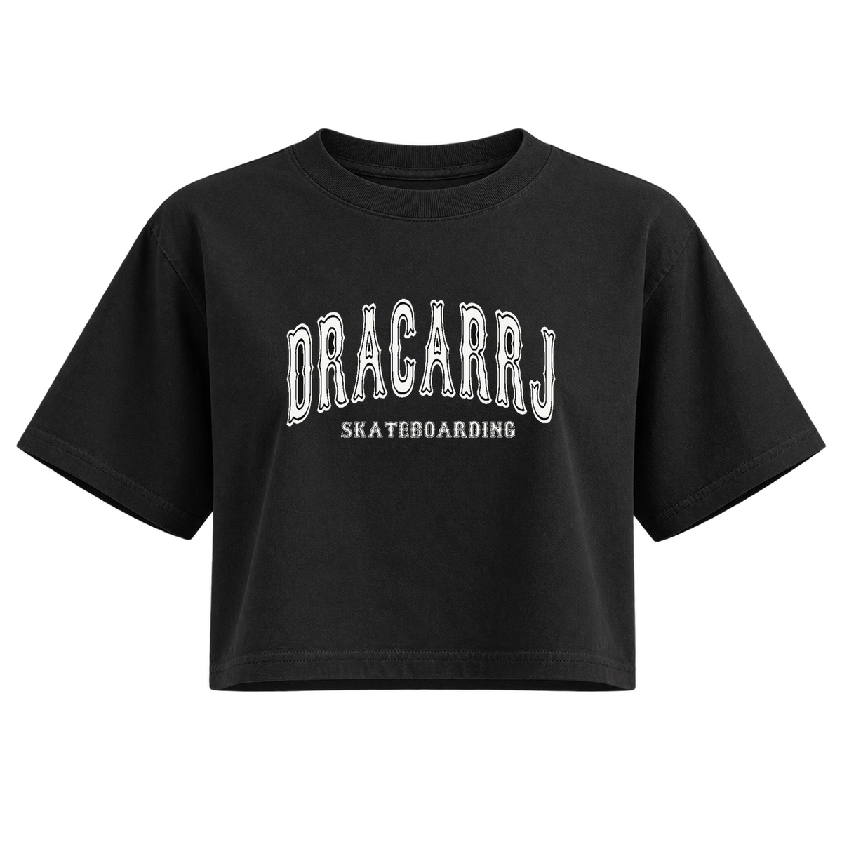 skateboarding womens crop black white logo front
