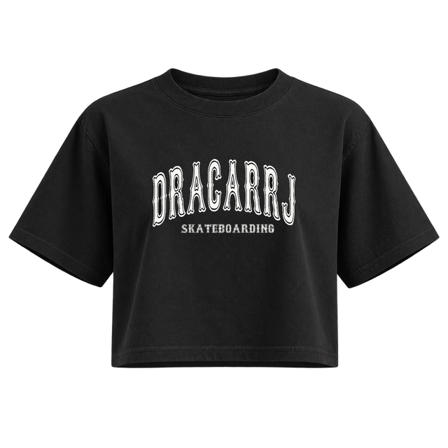 6.0 OZ WOMEN'S GARMENT DYE DRACARRJ SKATEBOARDING CROP TEE