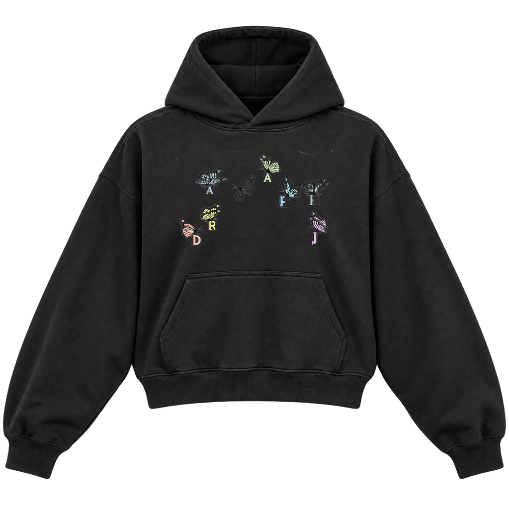 butterfly cropped hoodie black front