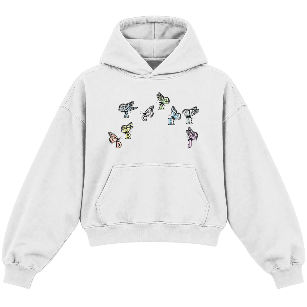 butterfly cropped hoodie heather white front