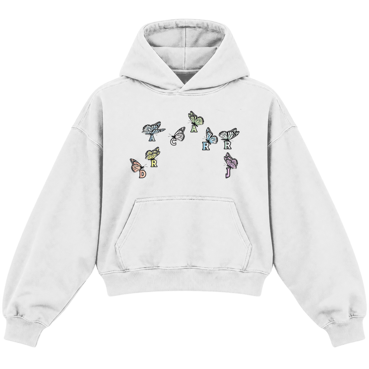 butterfly cropped hoodie heather white front