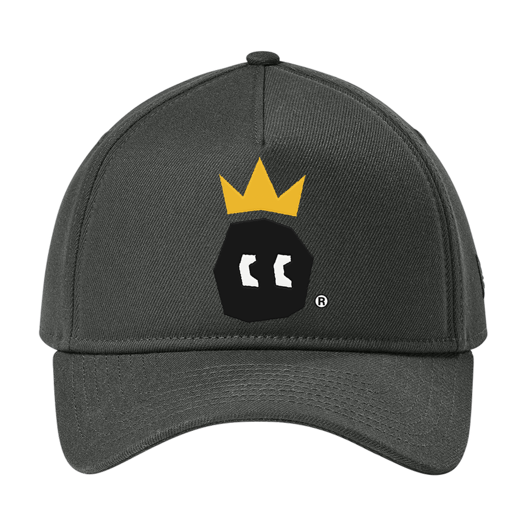 DRACARRJ Crown New Era cap in Graphite grey with embroidered black face, white eyes and gold crown