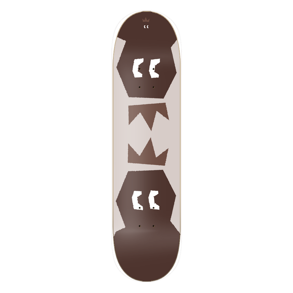 DRACARRJ Crown skateboard deck in brown, bottom graphic
