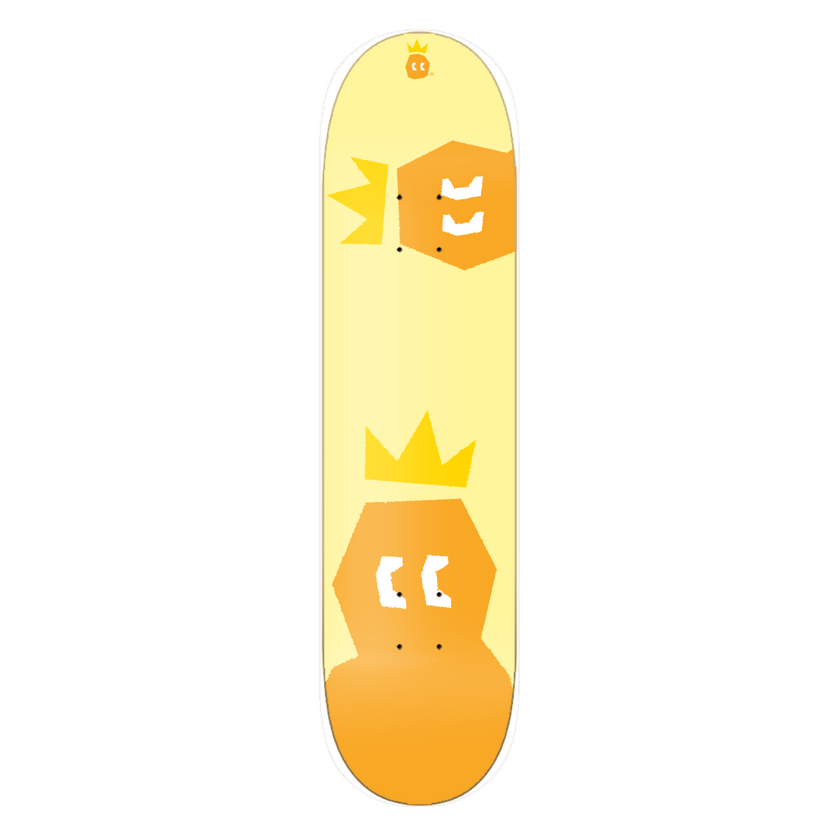 DRACARRJ Crown skateboard deck in orange, bottom graphic