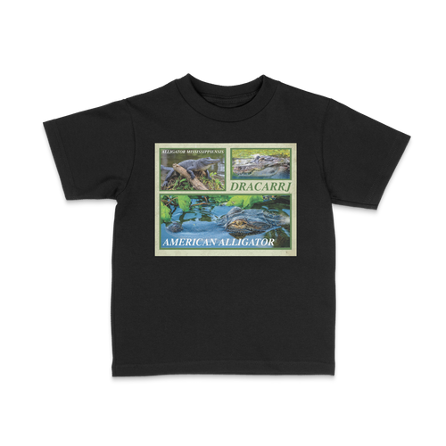 DRACARRJ AMERICAN ALLIGATOR 6.0 oz kids tee in Black, front