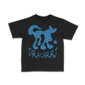 DRACARRJ BE LOYAL 6.0 oz kids tee in Black, Blue artwork, front