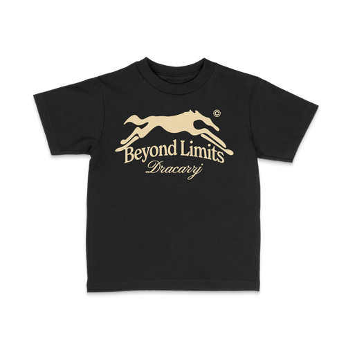 DRACARRJ BEYOND LIMITS 6.0 oz kids tee in Black, front