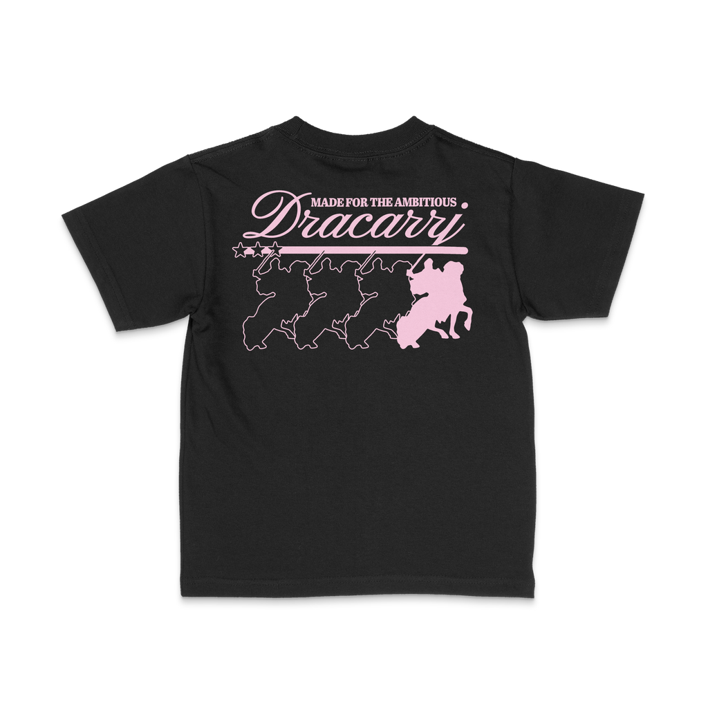 DRACARRJ BUILT TO CHASE DREAMS 6.0 oz kids tee in Black, back