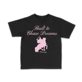 DRACARRJ BUILT TO CHASE DREAMS 6.0 oz kids tee in Black, front