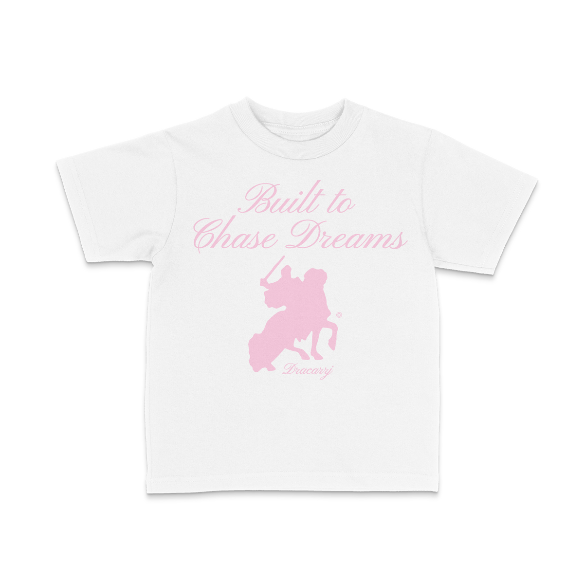 DRACARRJ BUILT TO CHASE DREAMS 6.0 oz kids tee in White, front