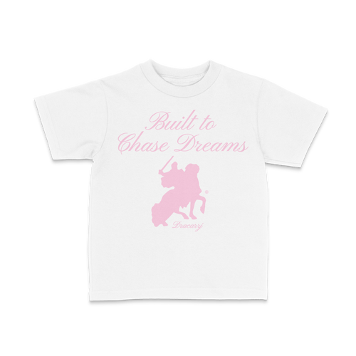 DRACARRJ BUILT TO CHASE DREAMS 6.0 oz kids tee in White, front