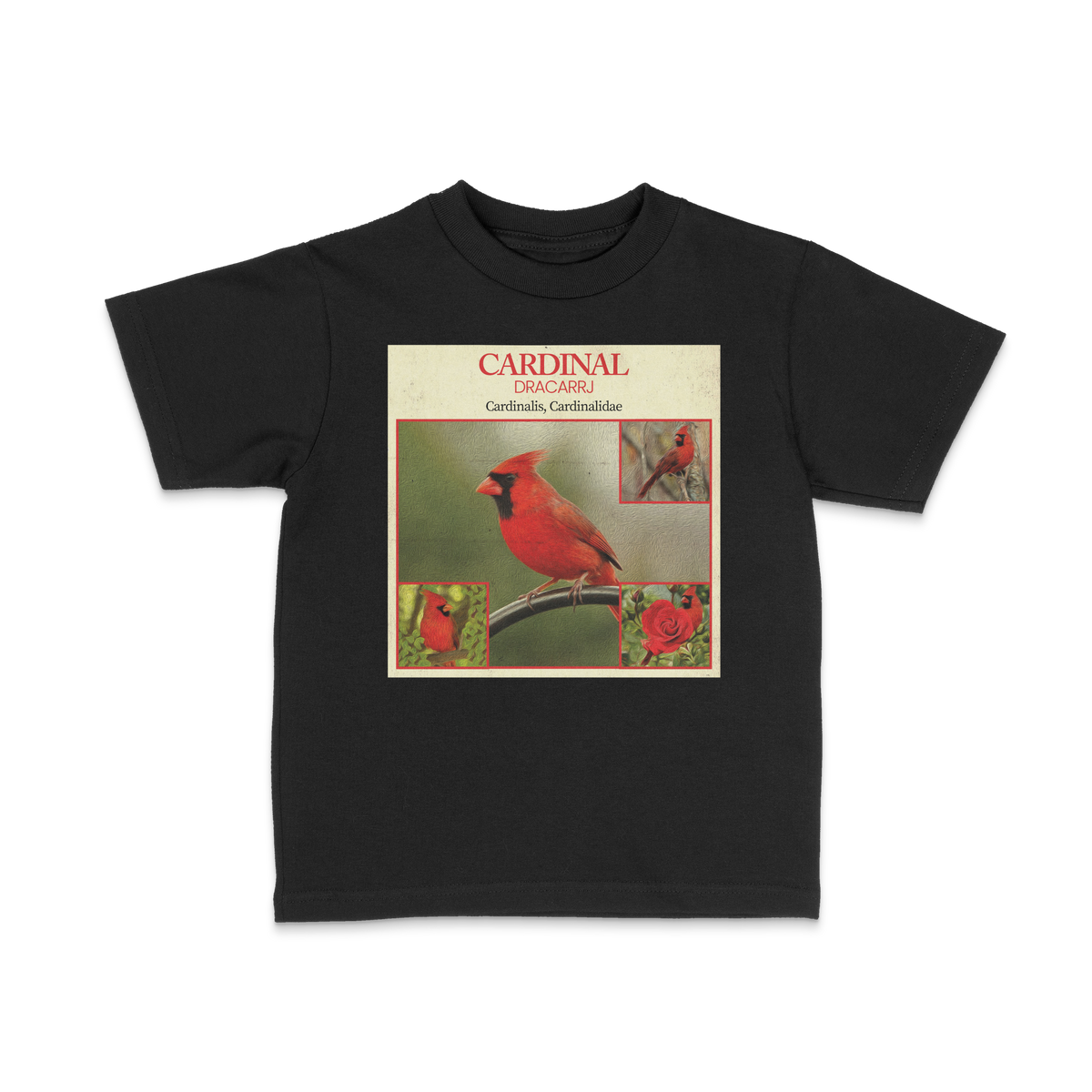 DRACARRJ CARDINAL 6.0 oz kids tee in Black, front