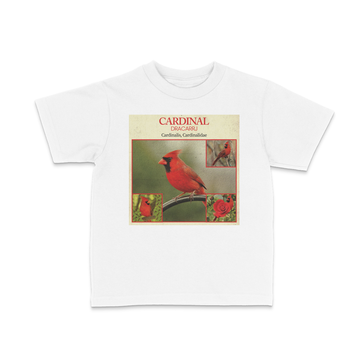 DRACARRJ CARDINAL 6.0 oz kids tee in White, front