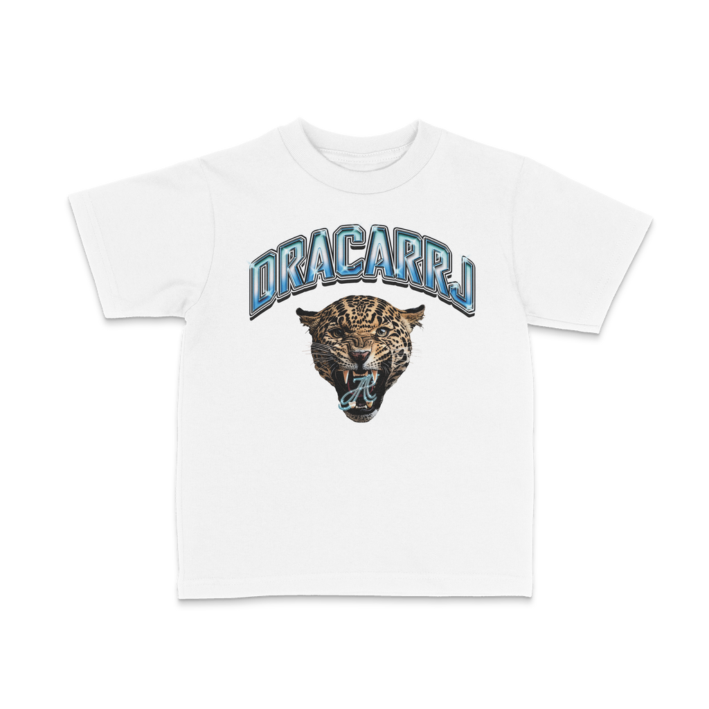 DRACARRJ JAGS 6.0 oz kids tee in White, front