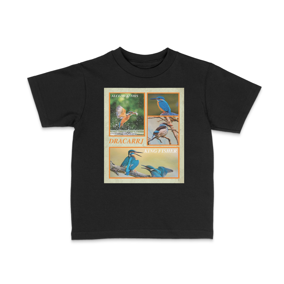 DRACARRJ KINGFISHER 6.0 oz kids tee in Black, front