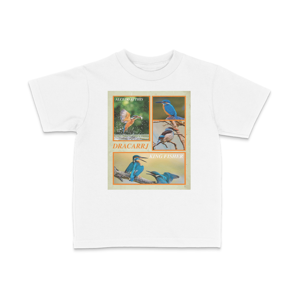 DRACARRJ KINGFISHER 6.0 oz kids tee in White, front