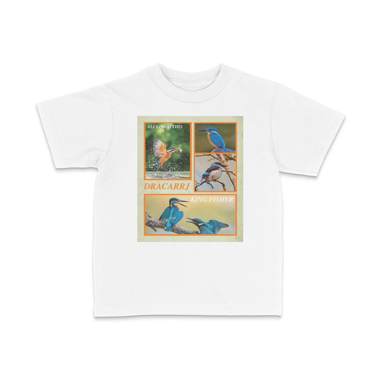 DRACARRJ KINGFISHER 6.0 oz kids tee in White, front