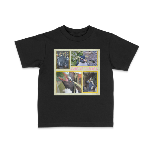 DRACARRJ MACARONI PENGUIN 6.0 oz kids tee in Black, front