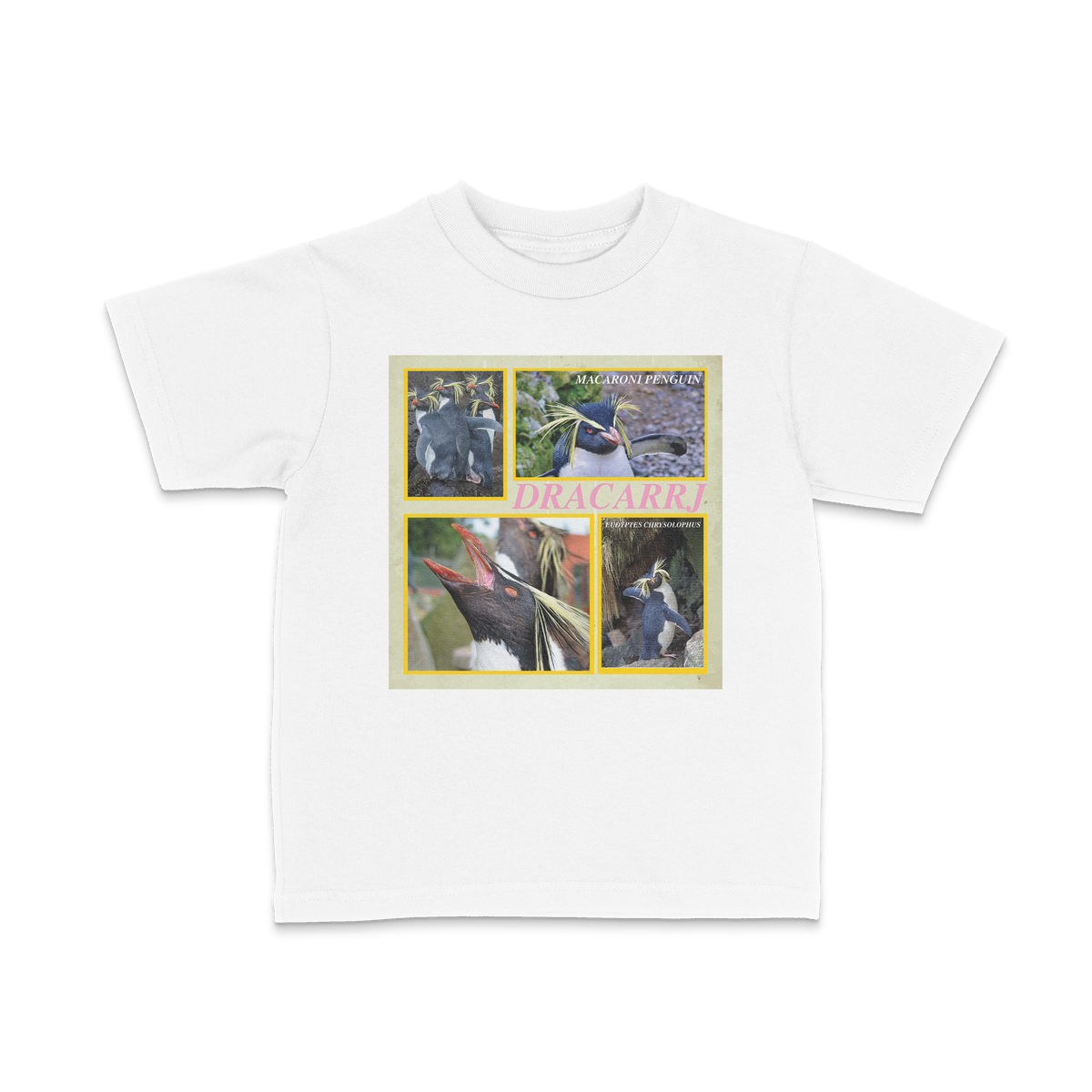 DRACARRJ MACARONI PENGUIN 6.0 oz kids tee in White, front