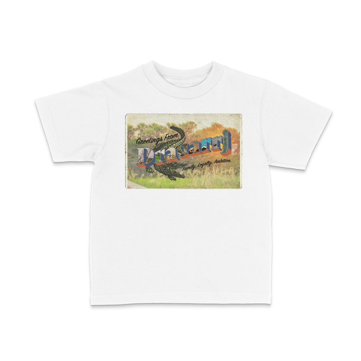 DRACARRJ POST CARD 6.0 oz kids tee in White, front