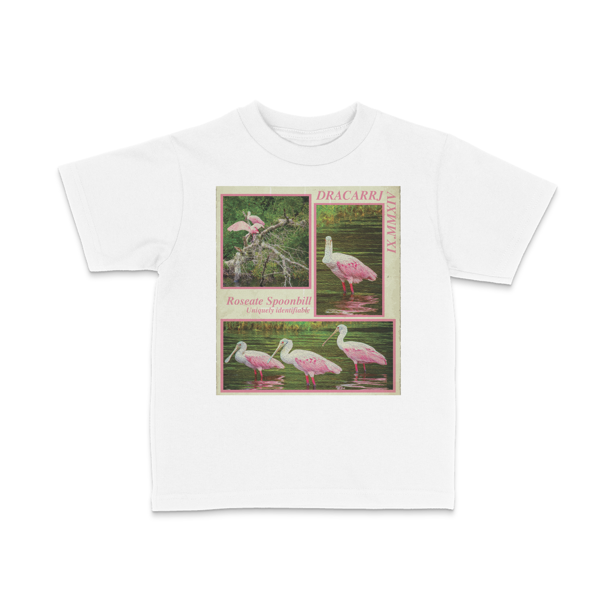 DRACARRJ SPOONBILL 6.0 oz kids tee in White, front