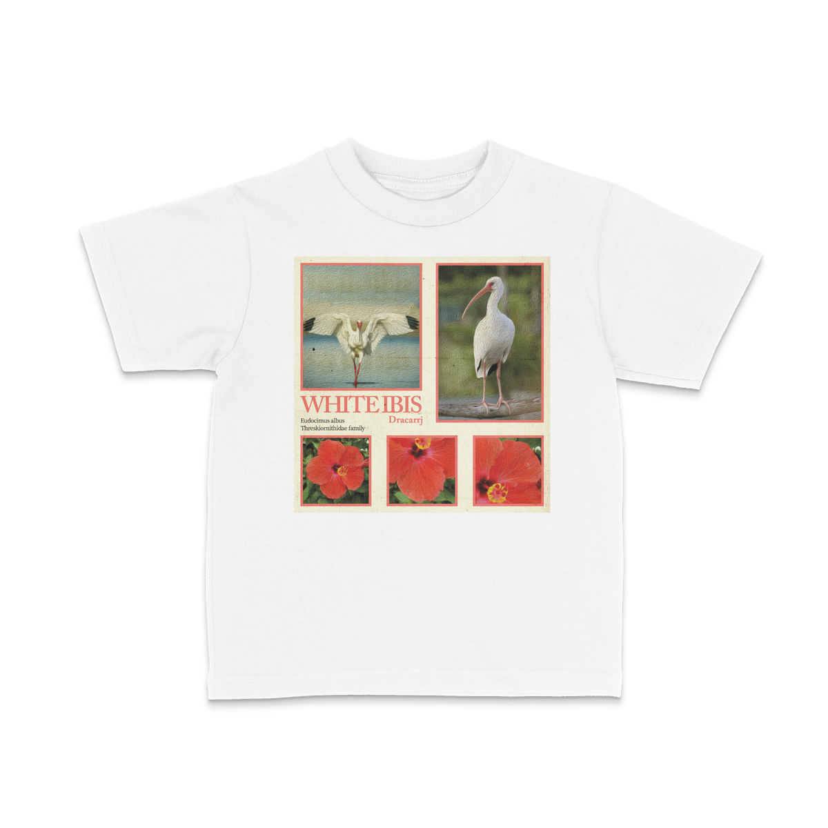 DRACARRJ WHITE IBIS 6.0 oz kids tee in White, front