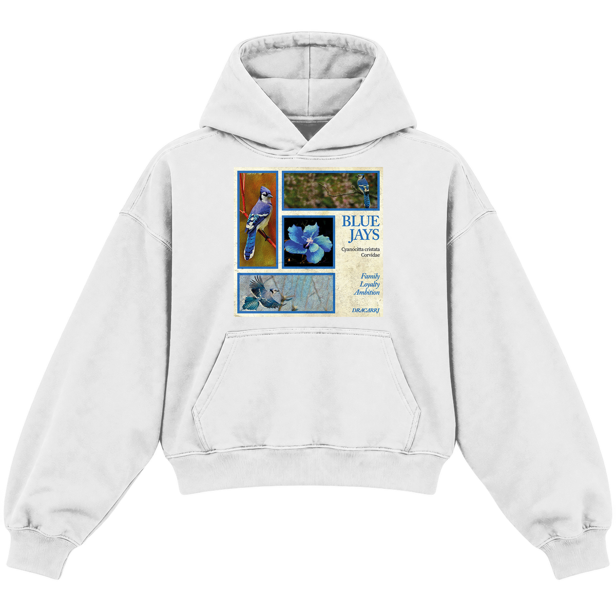 BLUE JAY CROPPED HOODIE — heather-white — front