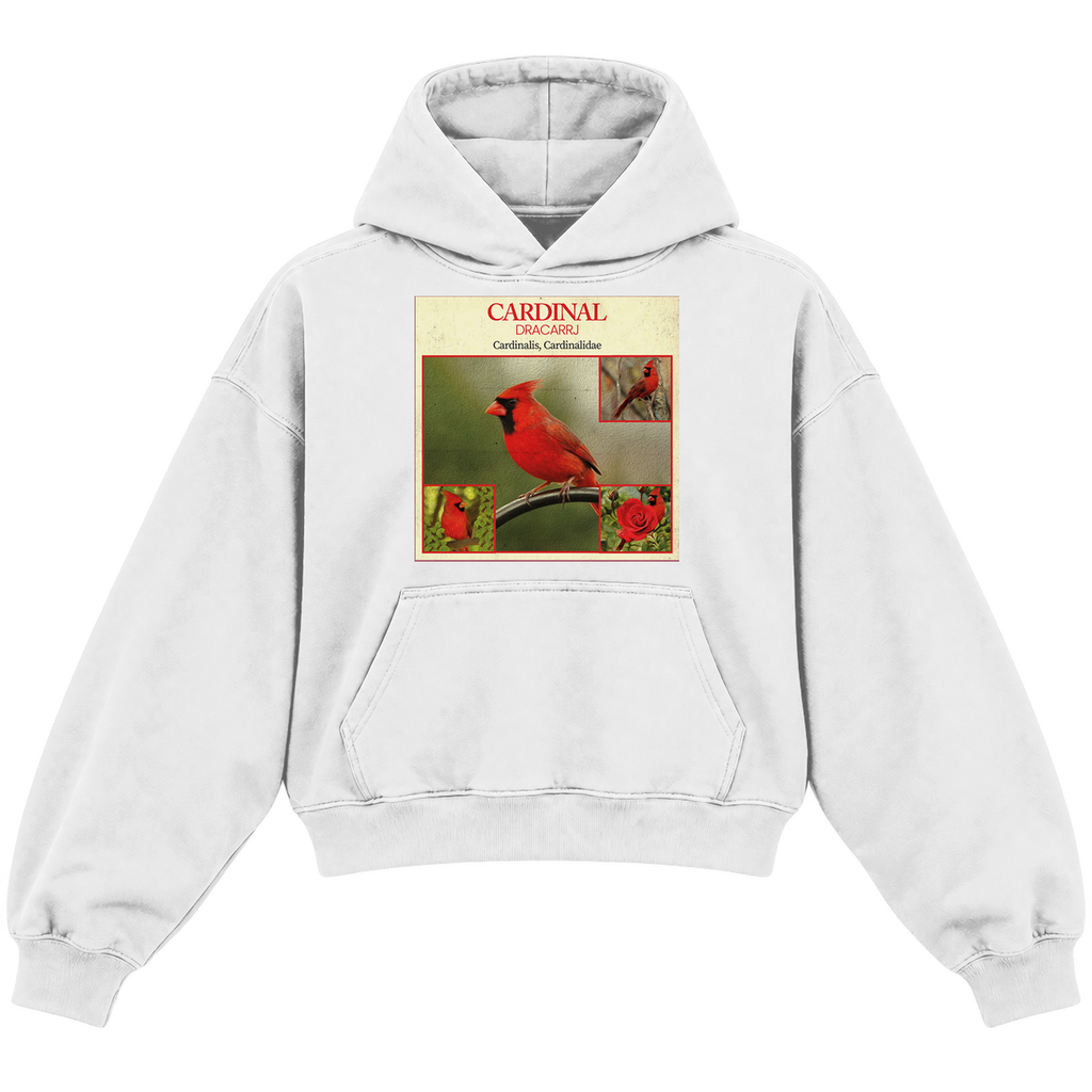CARDINAL CROPPED HOODIE — heather-white — front