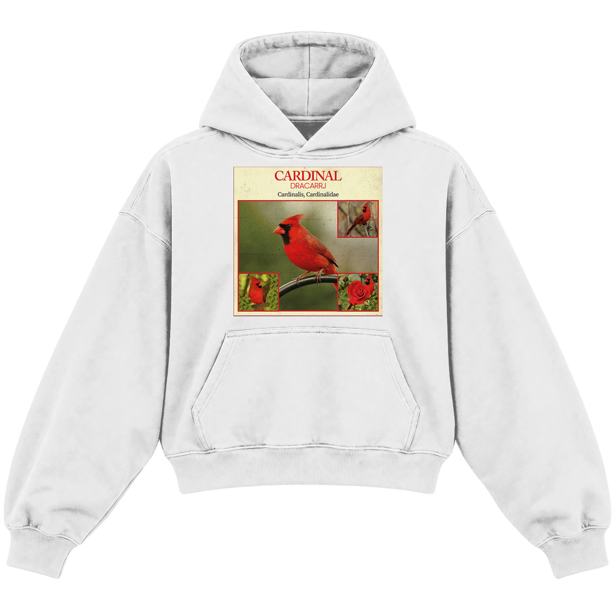 CARDINAL CROPPED HOODIE — heather-white — front