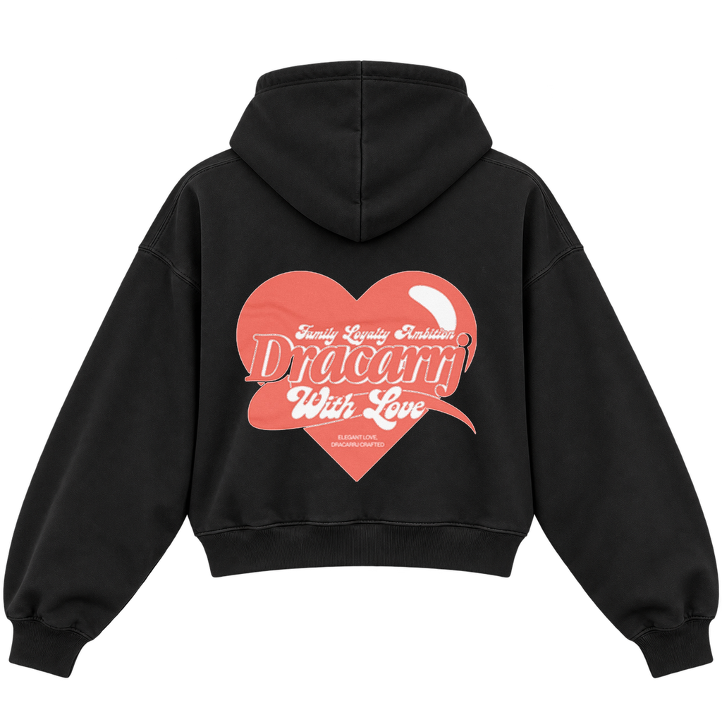 ELEGANT LOVE CROPPED HOODIE — black — back