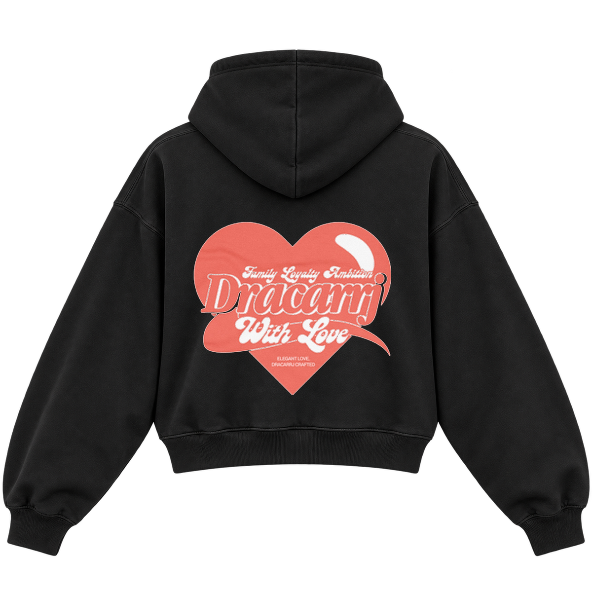 ELEGANT LOVE CROPPED HOODIE — black — back
