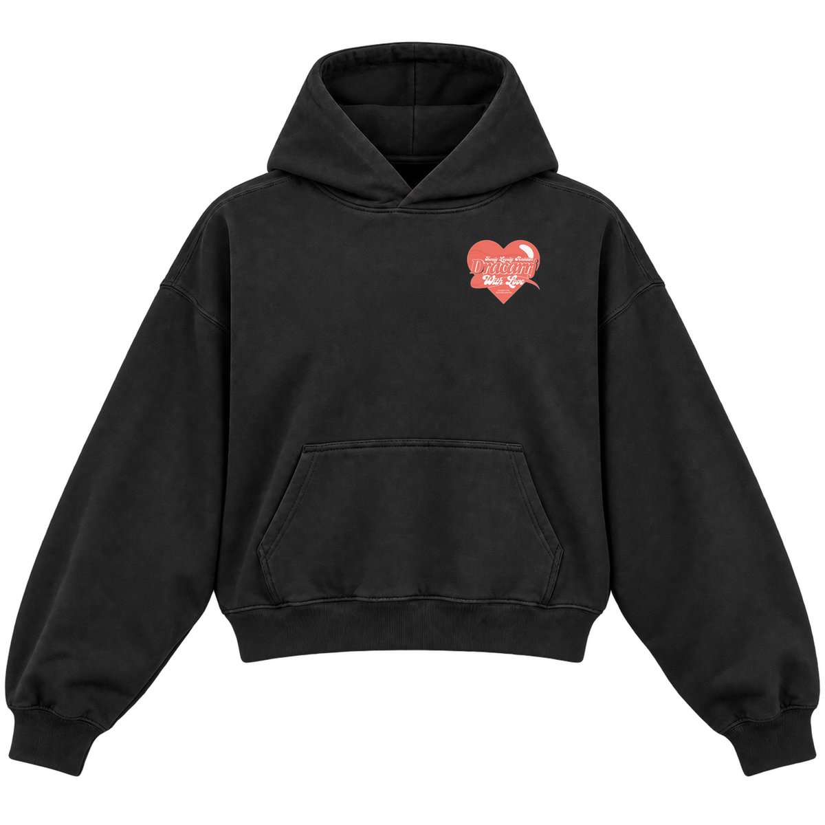 ELEGANT LOVE CROPPED HOODIE — black — front