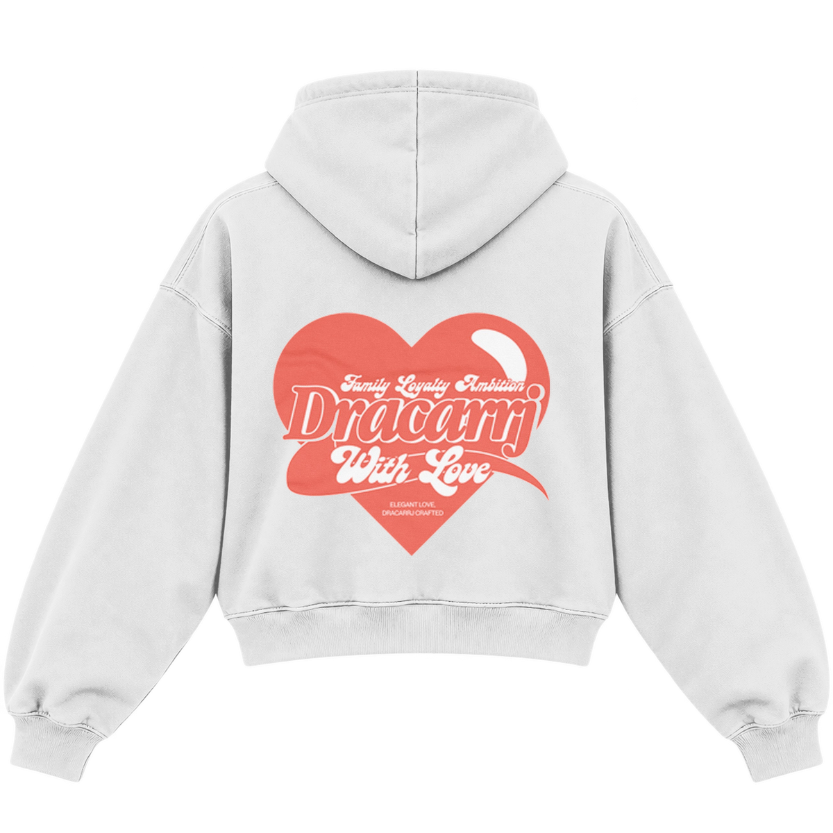 ELEGANT LOVE CROPPED HOODIE — heather-white — back