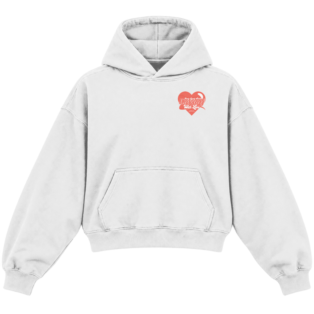 ELEGANT LOVE CROPPED HOODIE — heather-white — front
