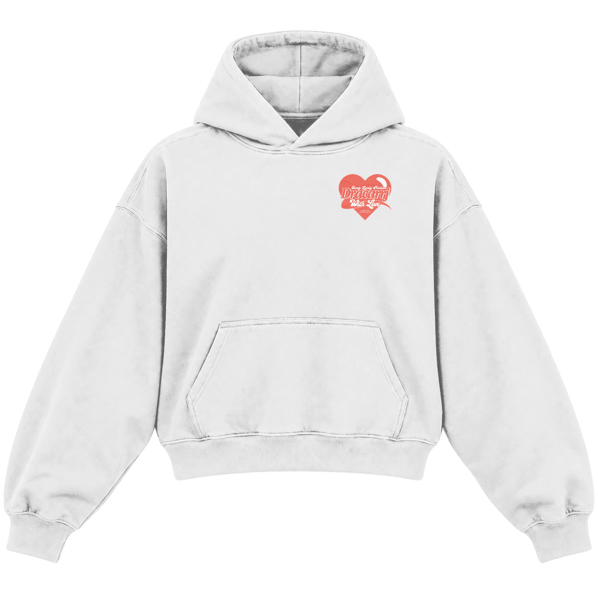 ELEGANT LOVE CROPPED HOODIE — heather-white — front