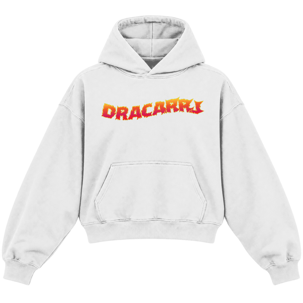 FLAME CROPPED HOODIE — heather-white — front