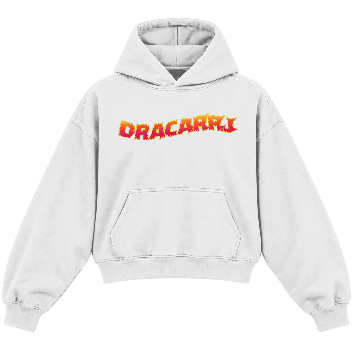 FLAME CROPPED HOODIE — heather-white — front
