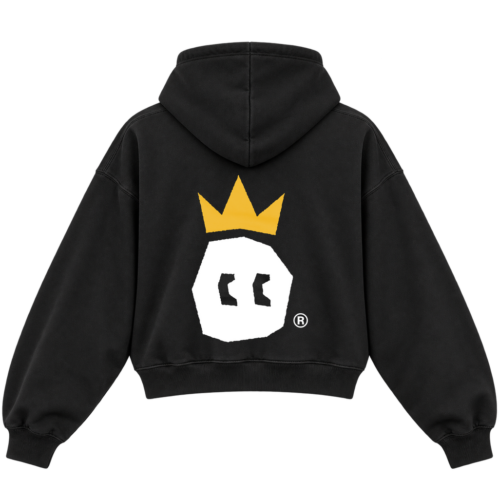 FONT CROPPED HOODIE — black — back
