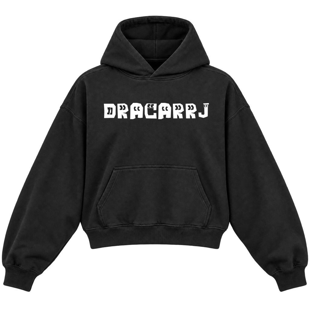 FONT CROPPED HOODIE — black — front