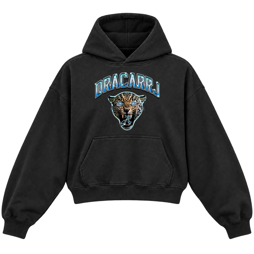 JAGUAR CROPPED HOODIE — black — front