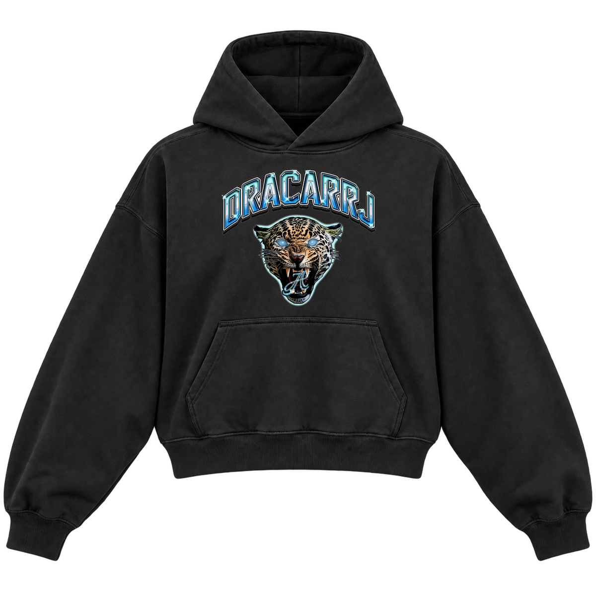 JAGUAR CROPPED HOODIE — black — front
