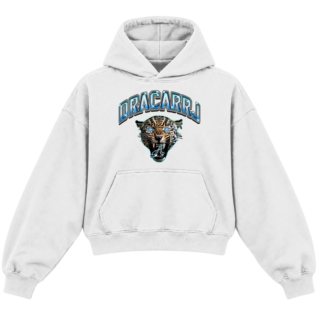 JAGUAR CROPPED HOODIE — heather-white — front