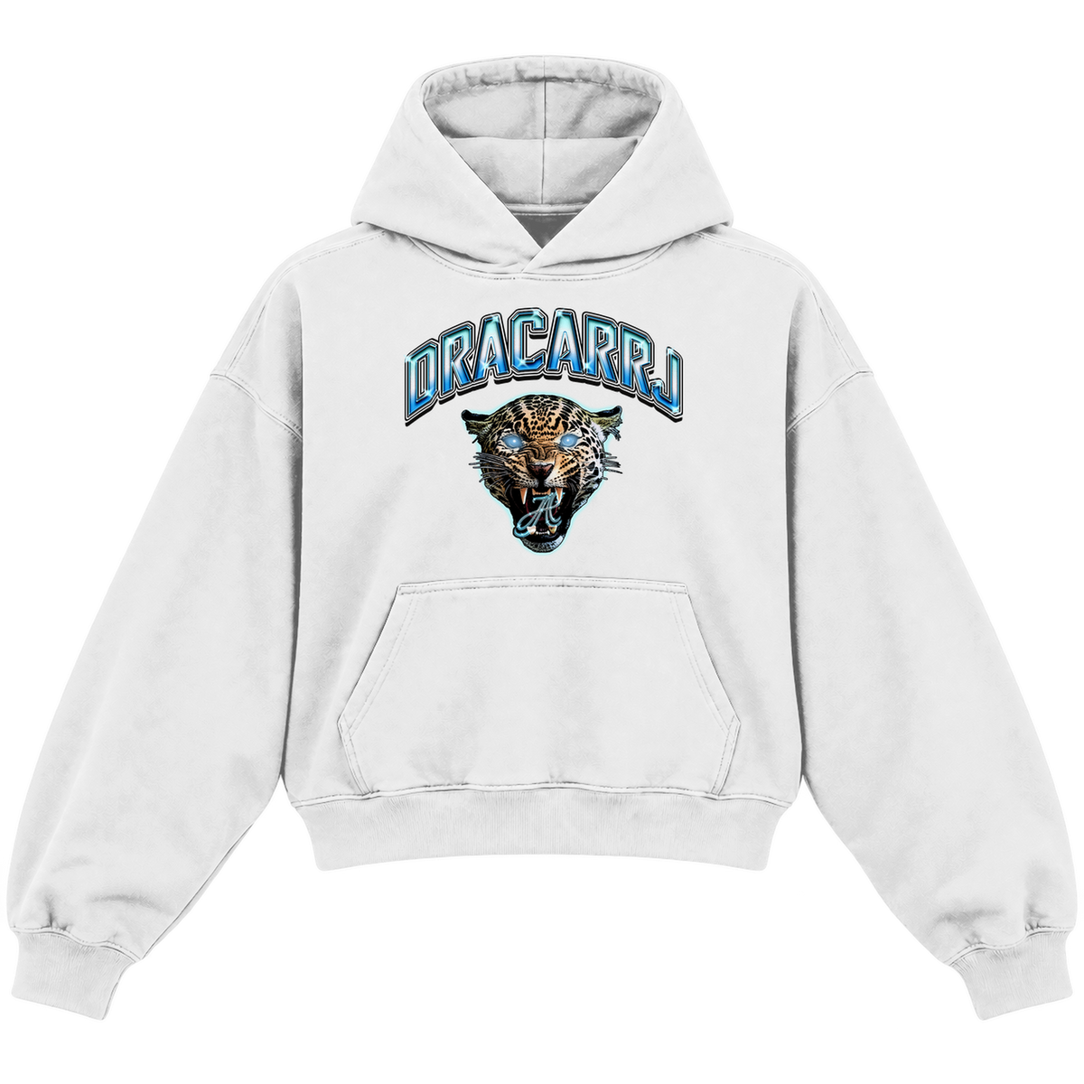 JAGUAR CROPPED HOODIE — heather-white — front