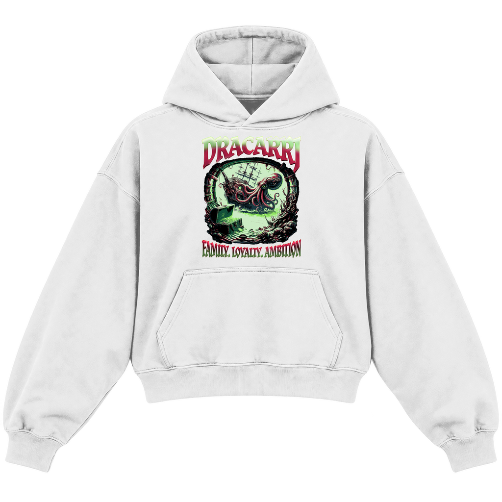 KRAKEN CROPPED HOODIE — heather-white — front