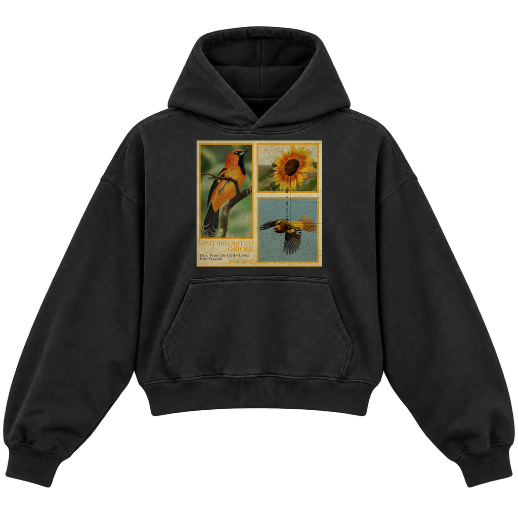 SPOT-BREASTED ORIOLE CROPPED HOODIE — black — front