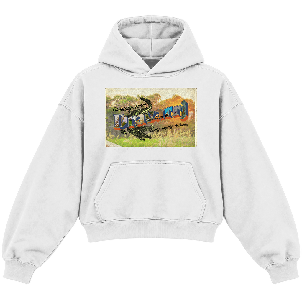 POST CARD CROPPED HOODIE — heather-white — front
