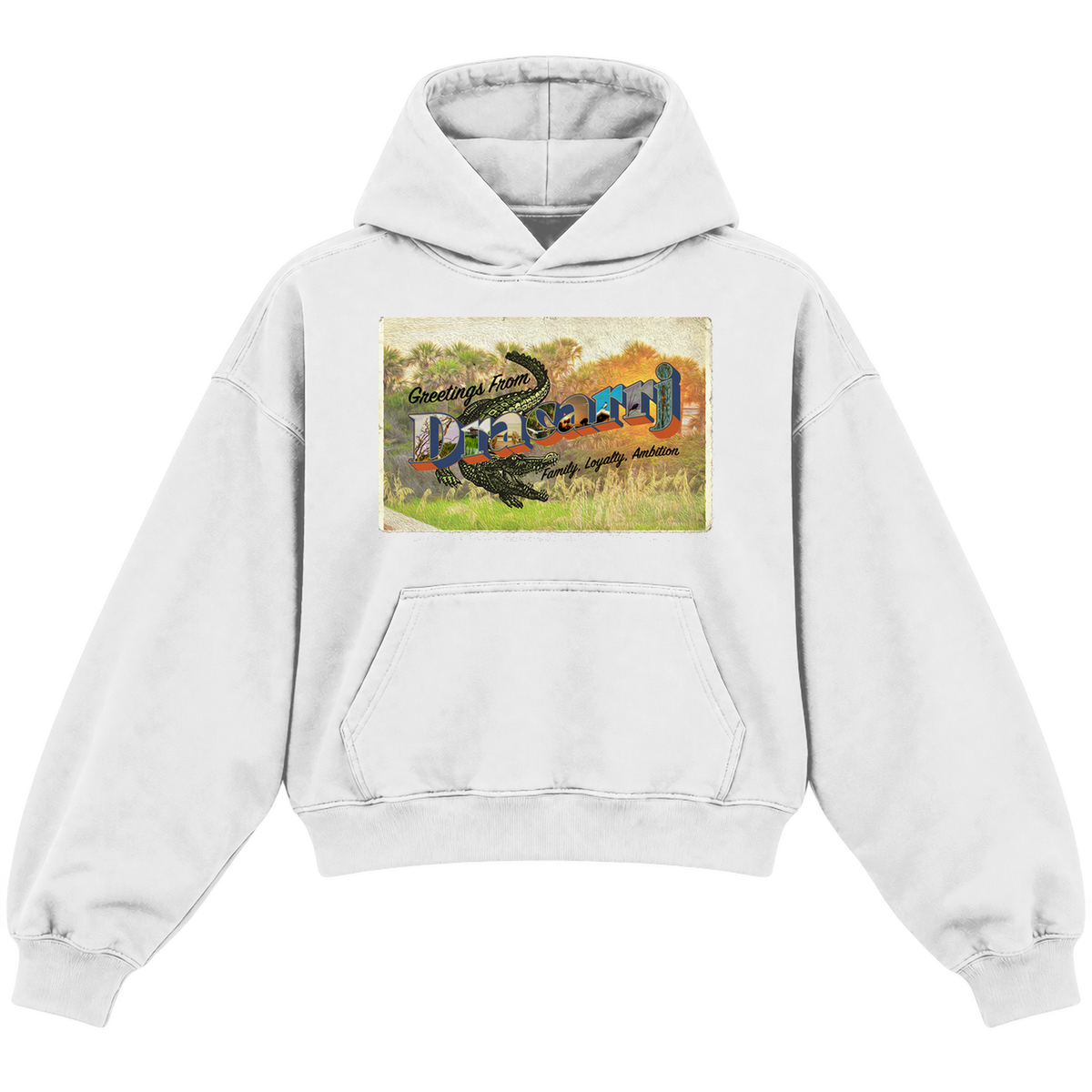 POST CARD CROPPED HOODIE — heather-white — front