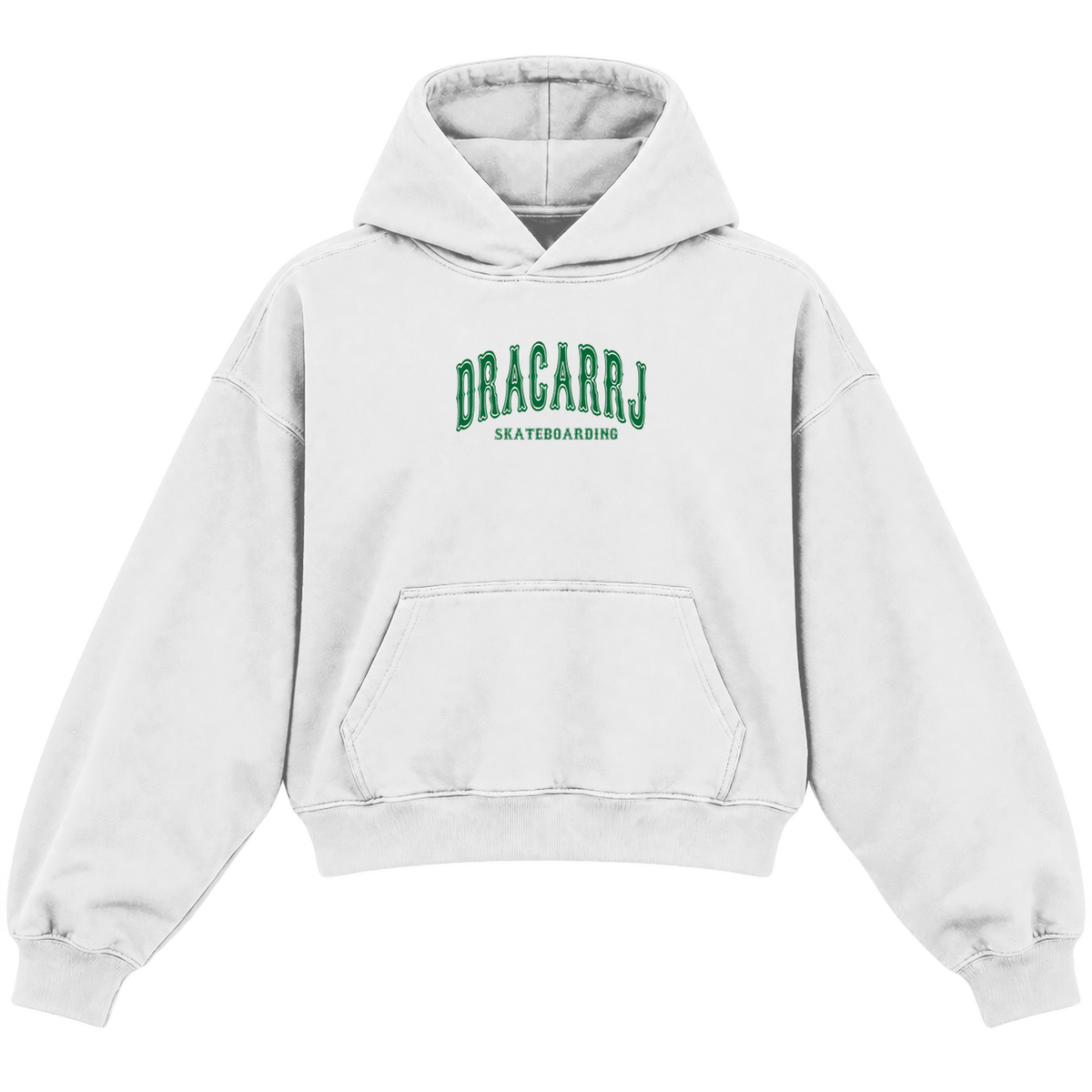 DRACARRJ SKATEBOARDING CROPPED HOODIE — heather-white — front